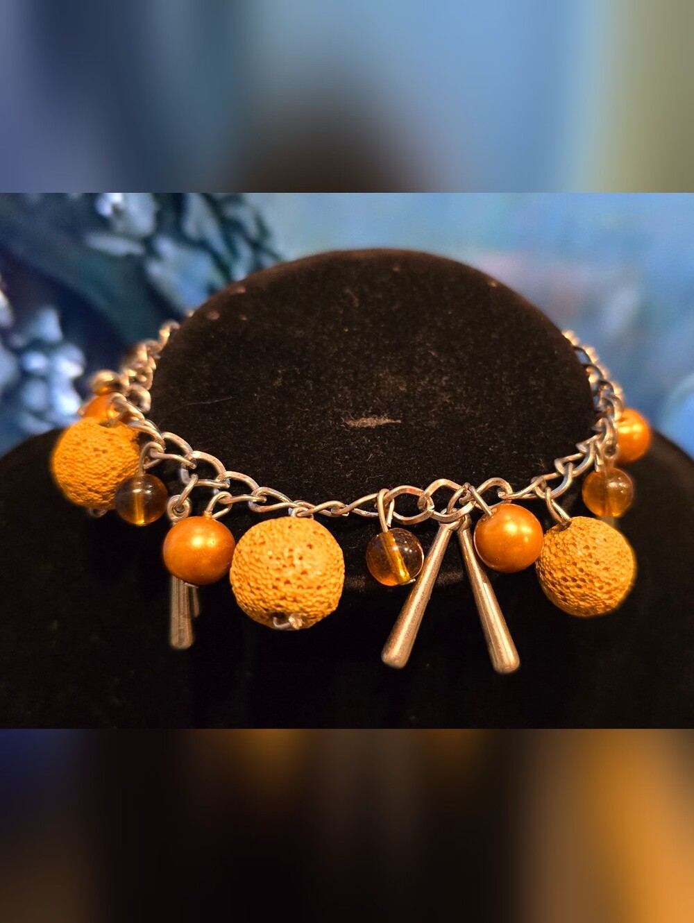 Wood And Amber Bead Charm Bracelet - Women Jewelry